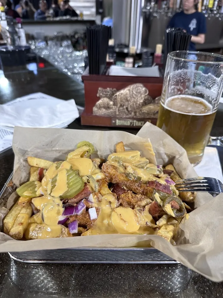 Chili Cheese Fries with Bacon and Pickles